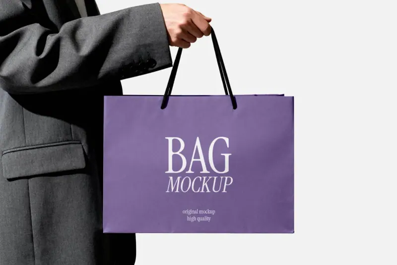 Paper Bag Mockup with Cord Handles